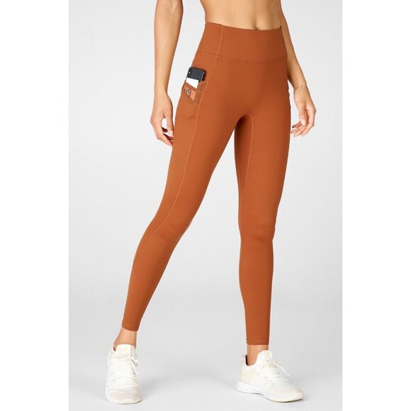 Fabletics Motion 365 Leggings Side Mesh Pockets Size Medium Color Teak Athletic - Picture 1 of 7
